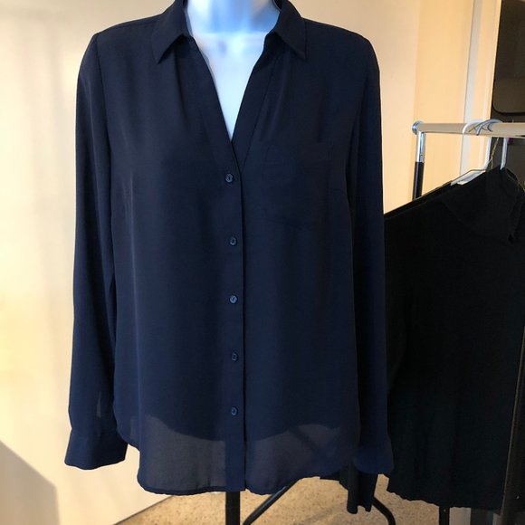 The Limited // Navy Blue Button Down Blouse - Picture 2 of 5